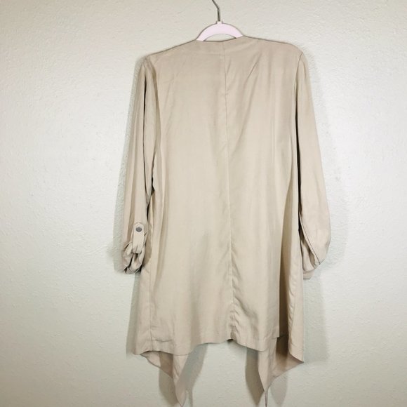 Eliane Rose Beige Draped Waterfall Open Front Duster - Picture 2 of 8